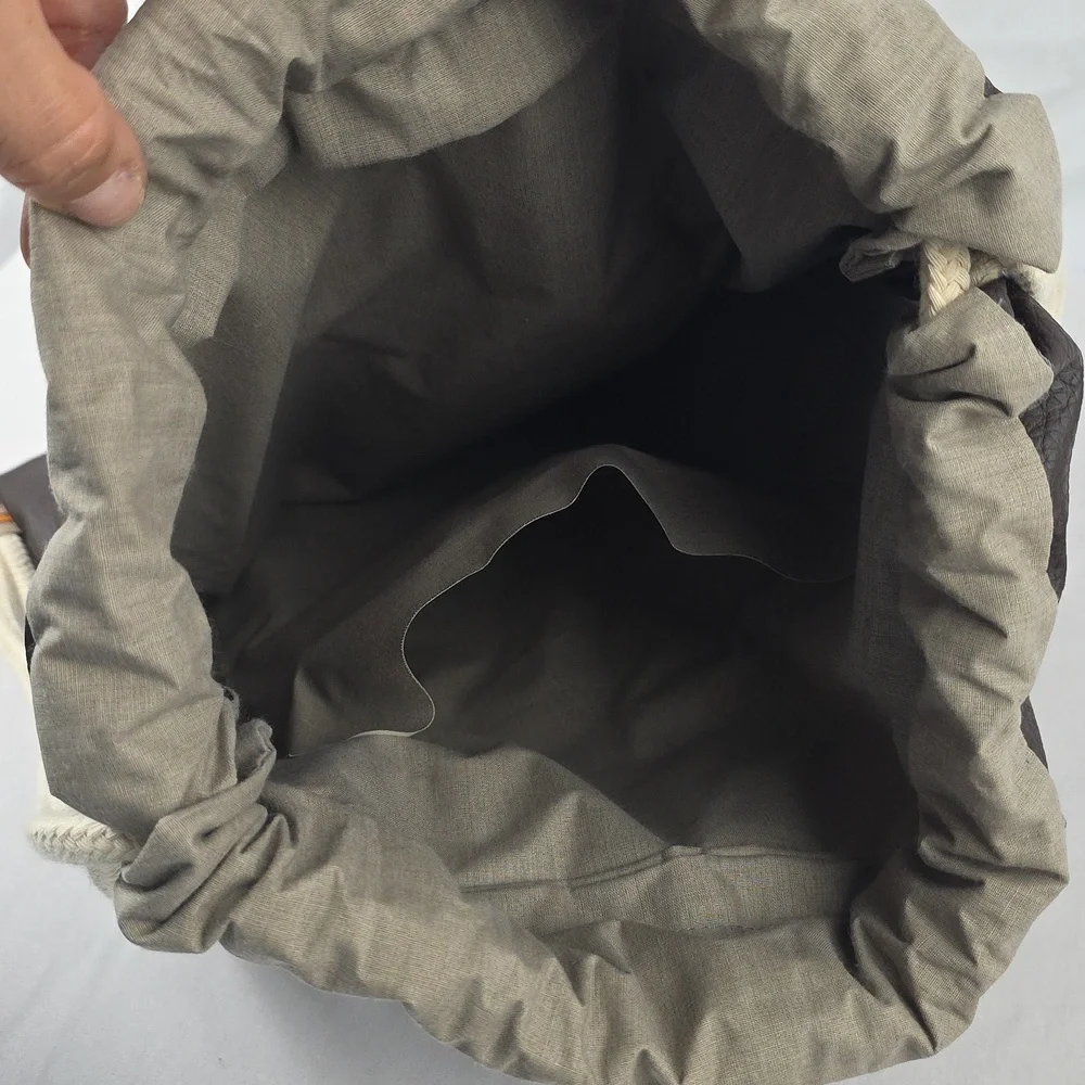 Brown Vegan Leather Drawstring Backpack Large‎ Inside Sleeve Pocket